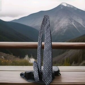 Vintage WALTON‎ CLOTHES Brown Polyester Neck Tie ~ Brown / Rust / Gold / White